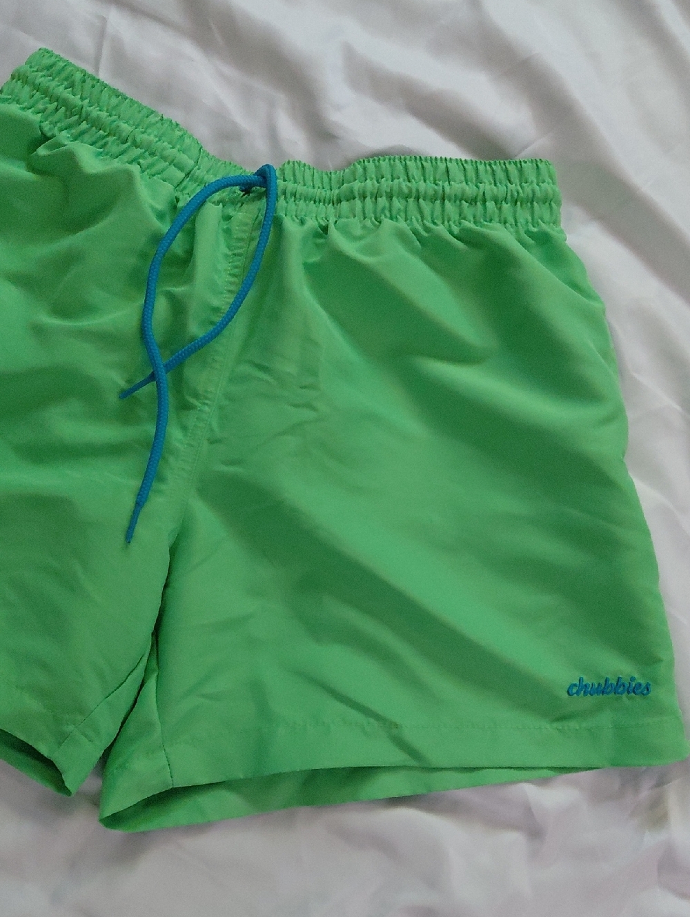 Chubbies Green "The Neon Lights" Model Classic Swim Trunks 90's Style Mens M